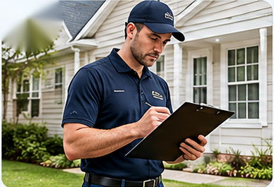 Insurance adjuster inspecting property damage